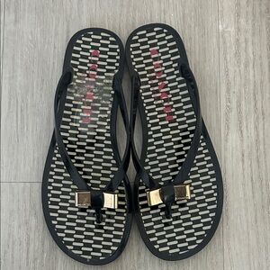 Coach Black and Gold Women's Flip-Flop Sandals